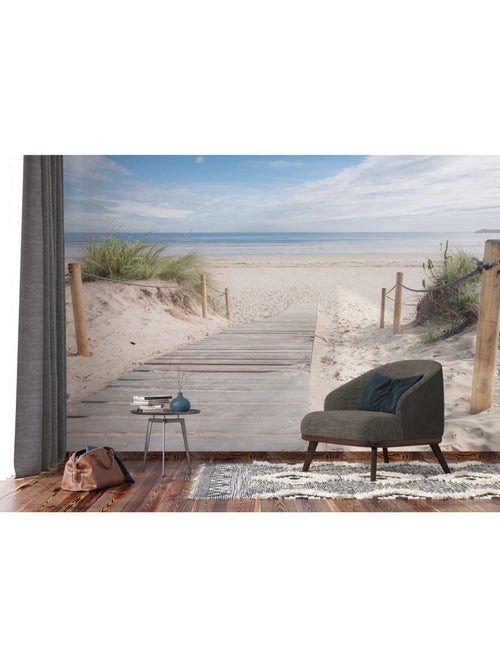 Papier peint intissé chemin de plage ensoleillée 375 x 270 cm - Kiabi