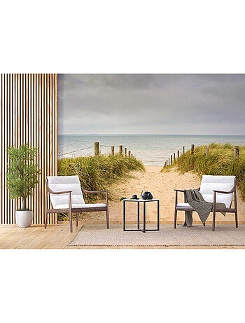 Papier peint intissé chemin vers la plage ciel gris 375 x 270 cm