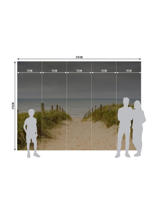 Papier peint intissé chemin vers la plage ciel gris 375 x 270 cm - Kiabi