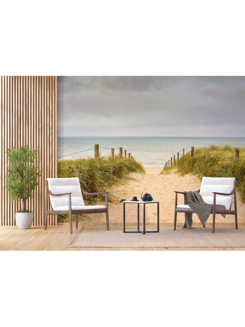 Papier peint intissé chemin vers la plage ciel gris 375 x 270 cm - Kiabi