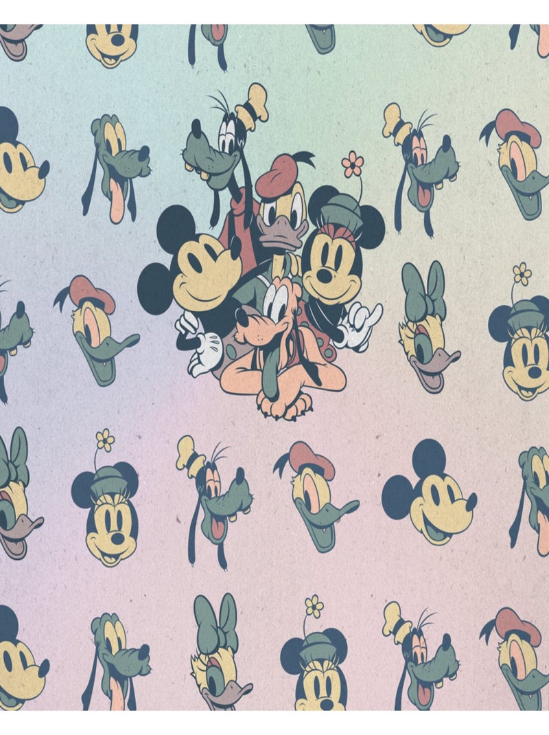 Papier Peint intissé Disney Mickey Mouse et ses amis vintage 300 cm x 280 cm Multicolore - Kiabi
