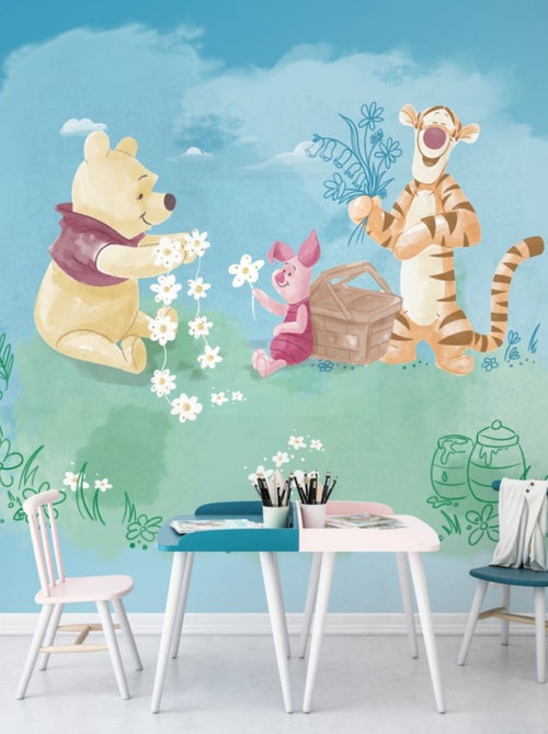 Papier Peint intissé Disney Winnie l'ourson et ses amis pique-nique 300 cm x 280 cm - Kiabi