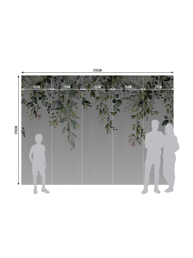 Papier peint intissé feuilles tombantes 375 x 270 cm Vert - Kiabi