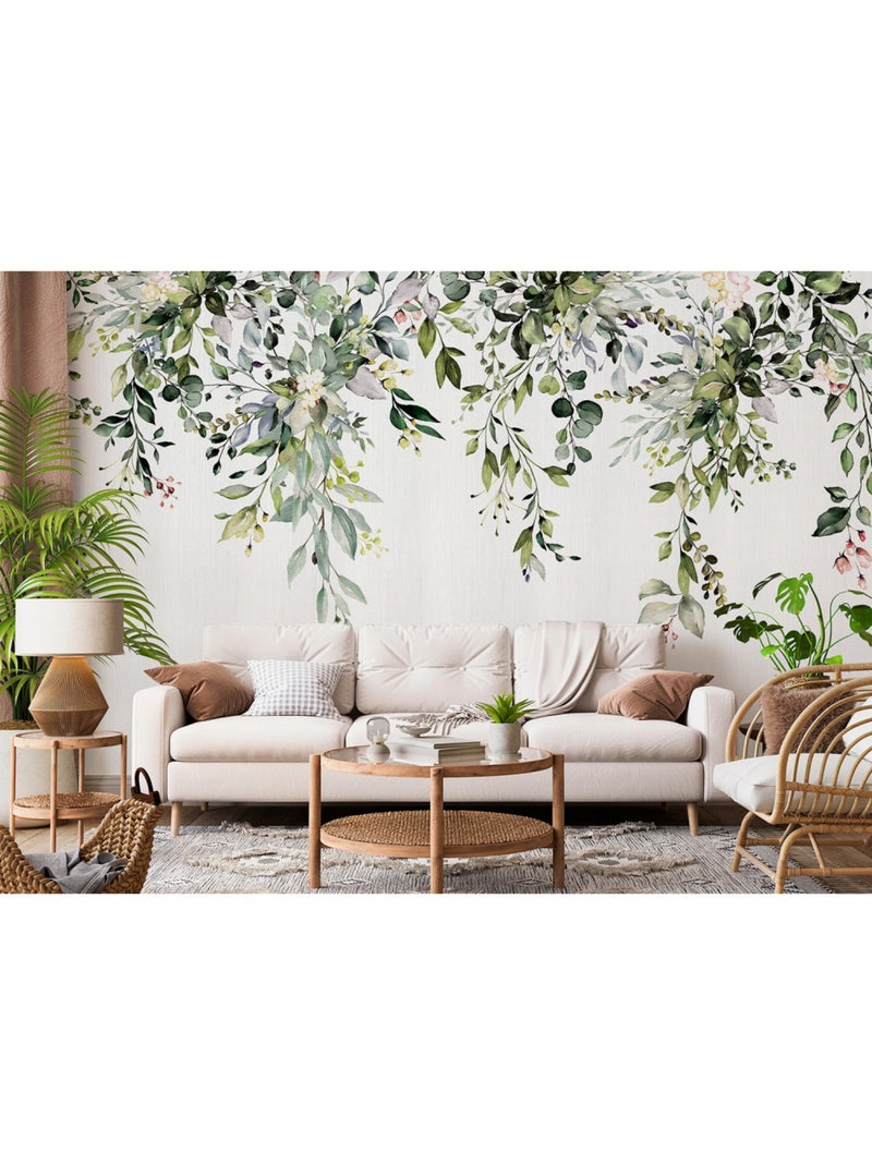 Papier peint intissé feuilles tombantes 375 x 270 cm Vert - Kiabi