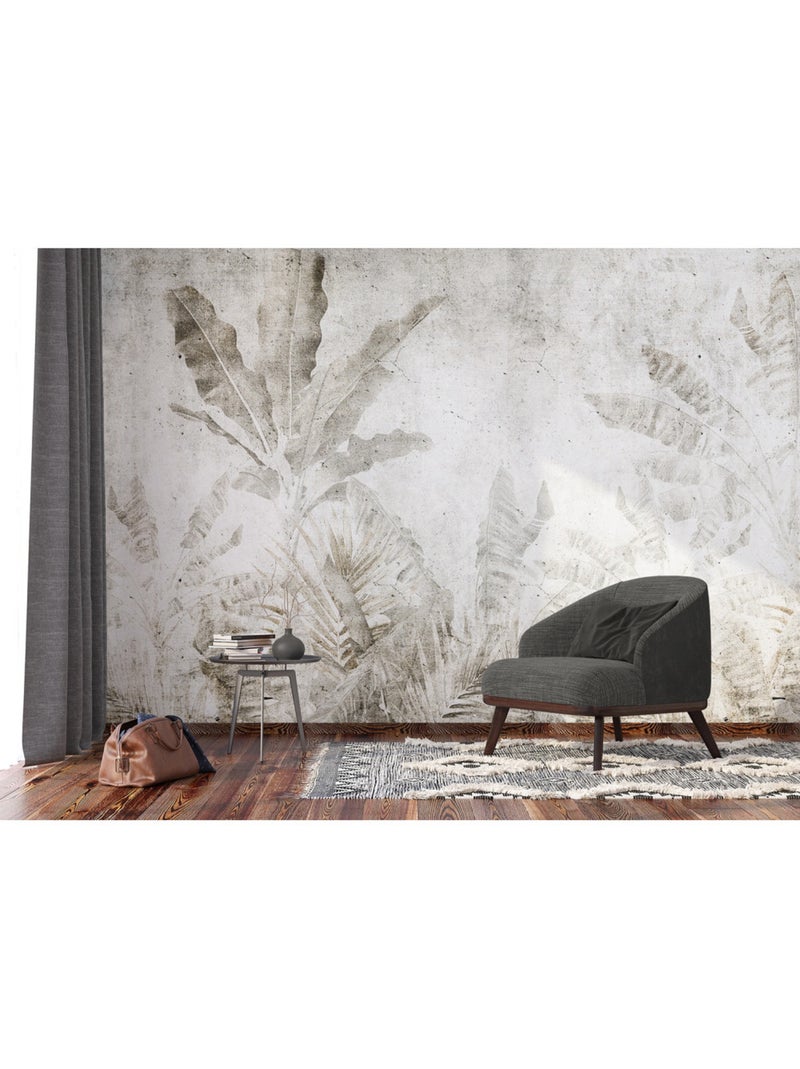 Papier peint intissé feuilles tropicales 375 x 270 cm Gris - Kiabi