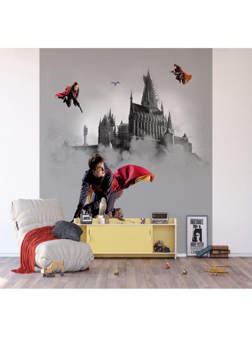 Papier peint intissé Harry Potter Quidditch 3 personnages  - 300 x 270 cm - 4 lés - Kiabi