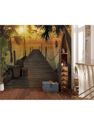 Papier Peint intissé  Ile aux Trésors et bateau pirate - 368 x 254 cm