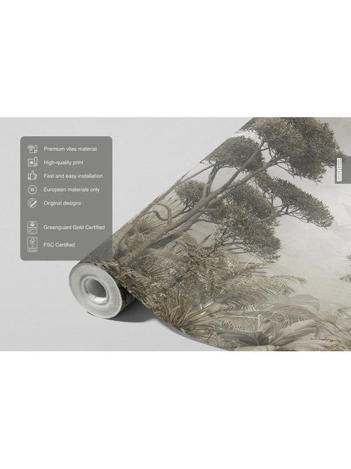 Papier peint intissé jungle monochrome 375 x 270 cm - Kiabi