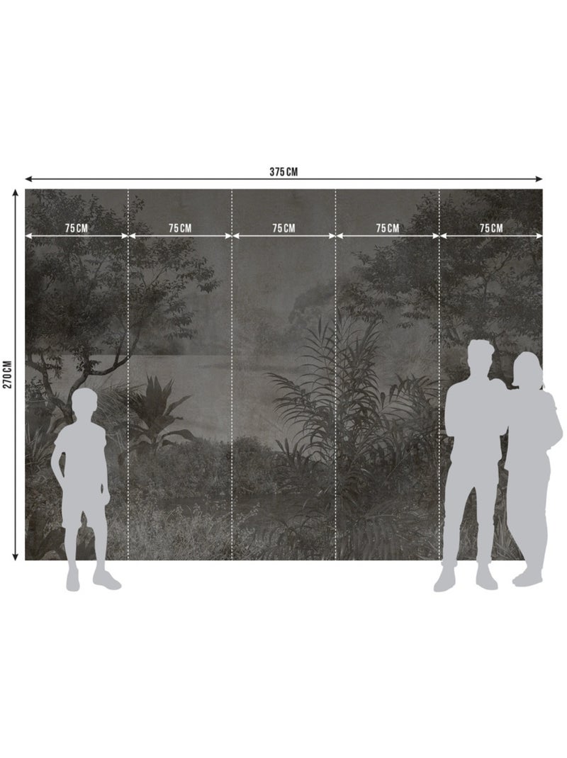 Papier peint intissé lac et végétation 375 x 270 cm Gris - Kiabi