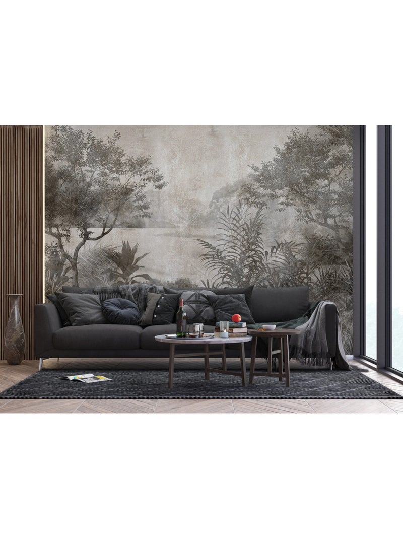 Papier peint intissé lac et végétation 375 x 270 cm Gris - Kiabi