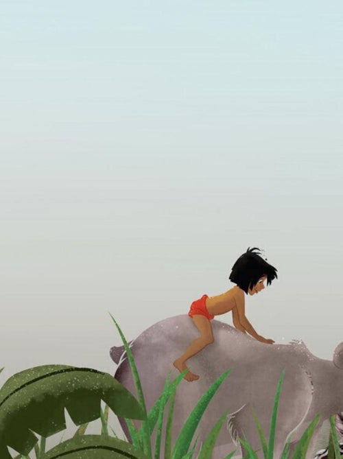 Papier Peint Intissé Le Livre de la Jungle Disney Mowgli et Baloo 300 cm x 280 cm - Kiabi