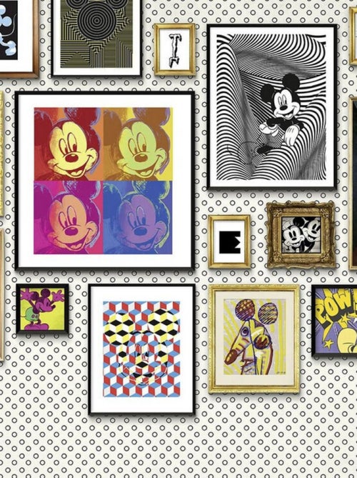 Papier Peint intissé panoramique Mickey Art Collection Disney vue dans des cadres 400X250CM - Kiabi