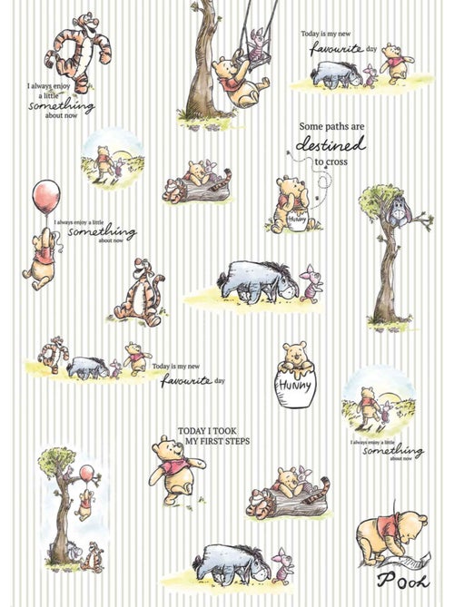Papier peint intissé Winnie L'ourson sur rayures Disney 200 X 280 CM - Kiabi