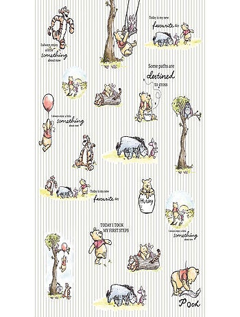 Papier peint intissé Winnie L'ourson sur rayures Disney 200 X 280 CM