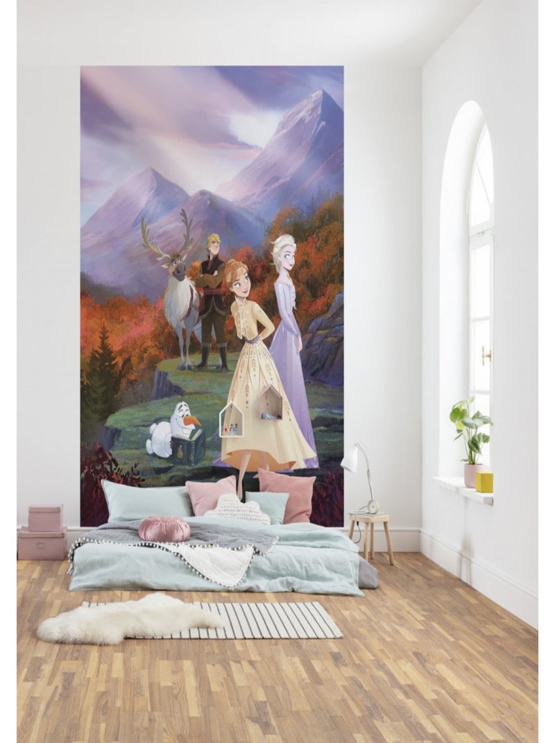Papier Peint La Reine des Neiges 2 Disney Anna Elsa Olaf Sven Kristoff le printemps arrive 184cm x 2 Multicolore - Kiabi