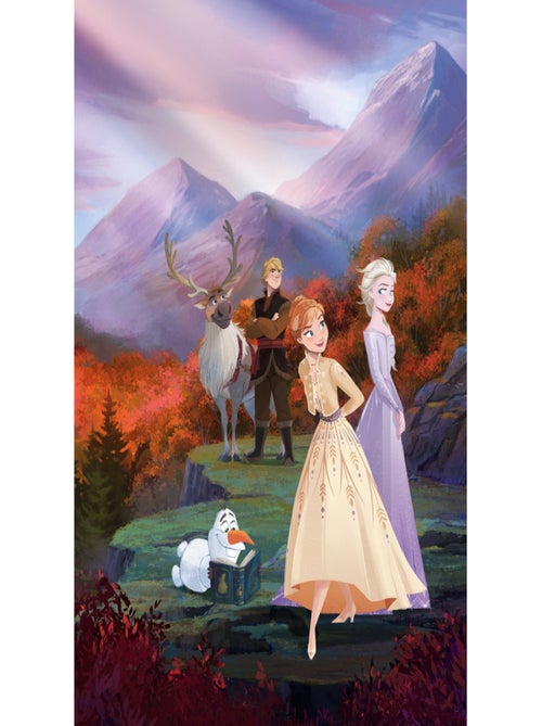 Papier Peint La Reine des Neiges 2 Disney Anna Elsa Olaf Sven Kristoff le printemps arrive 184cm x 2 - Kiabi