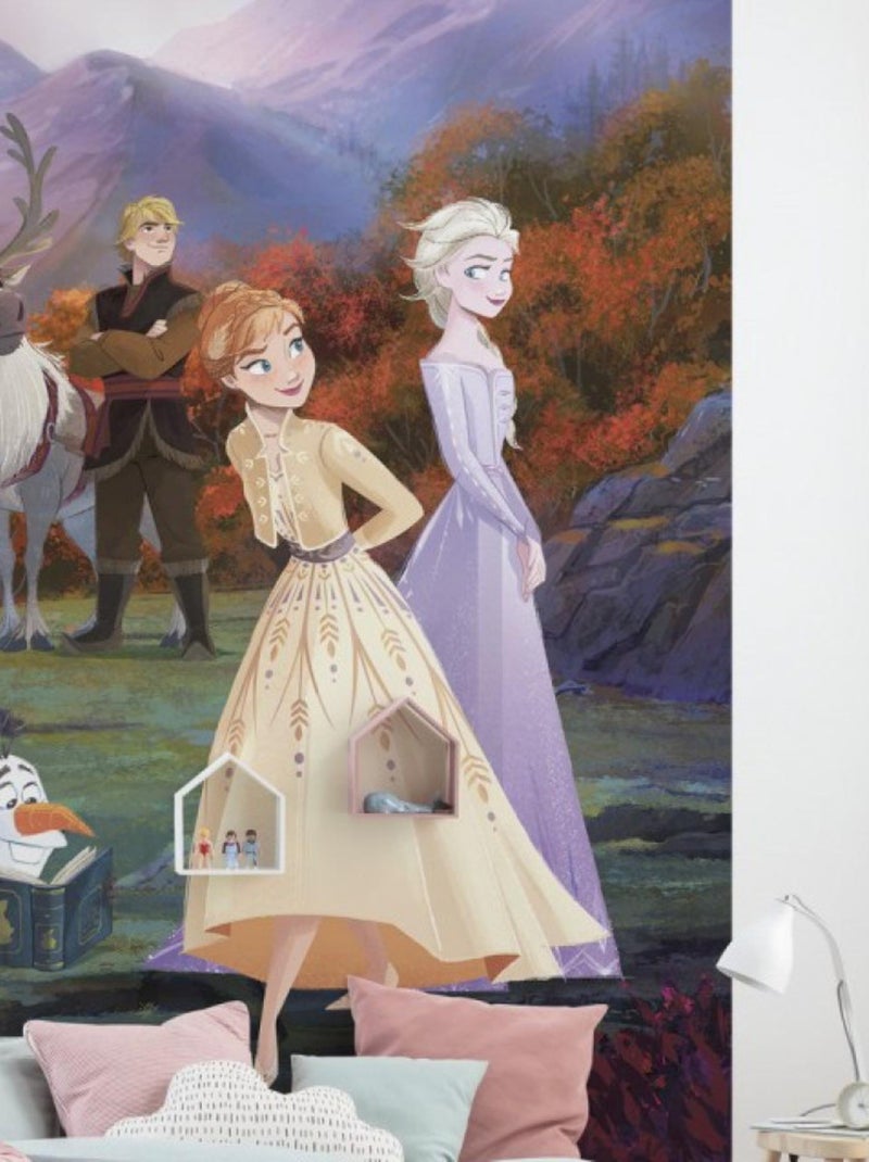 Papier Peint La Reine des Neiges 2 Disney Anna Elsa Olaf Sven Kristoff le printemps arrive 184cm x 2 Multicolore - Kiabi