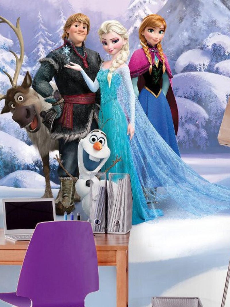 Papier peint La Reine des Neiges Pays d'hiver Disney Frozen 184X254 CM Bleu - Kiabi