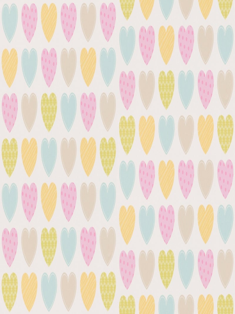 Papier Peint "Love Hearts" Rose - Kiabi