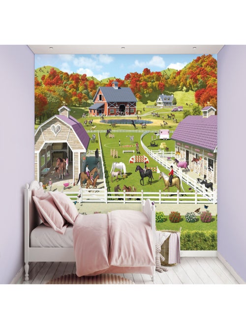 Papier peint mural chevaux et poney 305X244 CM Walltastic - Kiabi