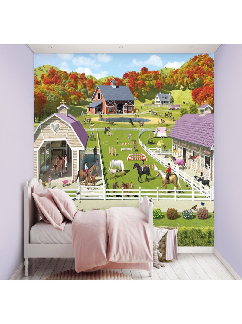 Papier peint mural chevaux et poney 305X244 CM Walltastic Multicolore - Kiabi