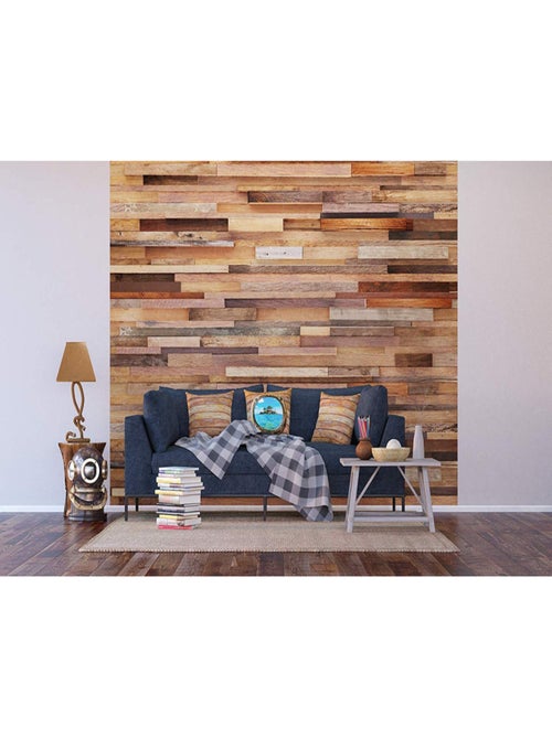 Papier peint mural initissé XXL planches bois 360x270 cm - Kiabi