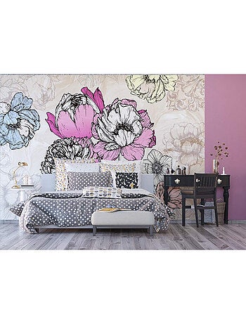 Papier peint mural intisse Pivoines au crayon 360x270 cm