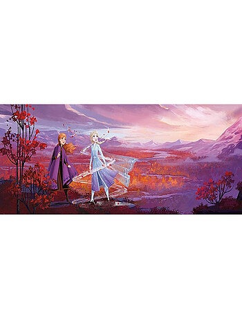 Papier Peint panorama La Reine des Neiges 2 Disney Anna et Elsa style aquarelle368cm x 127cm