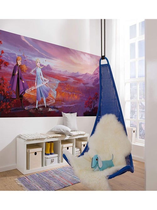 Papier Peint panorama La Reine des Neiges 2 Disney Anna et Elsa style aquarelle368cm x 127cm - Kiabi