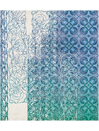Papier peint panoramique - art nouveau bleu - taille: 250 x 280 cm