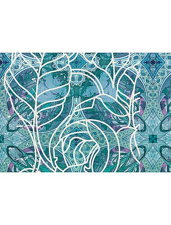Papier peint panoramique - art nouveau bleu - taille: 250 x 280 cm