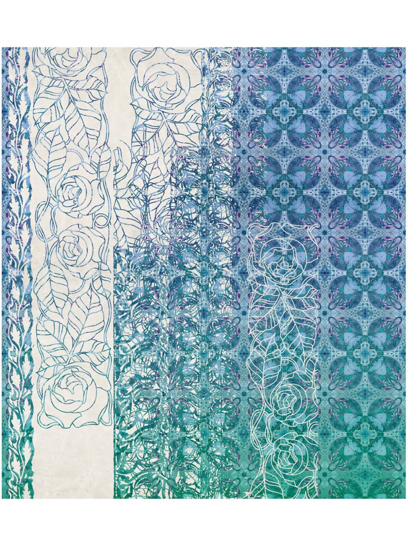 Papier peint panoramique - art nouveau bleu - taille: 250 x 280 cm Multicolore - Kiabi