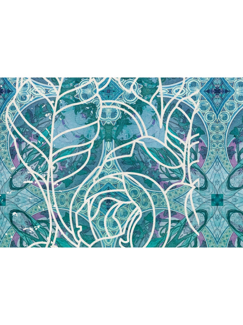 Papier peint panoramique - art nouveau bleu - taille: 250 x 280 cm Multicolore - Kiabi