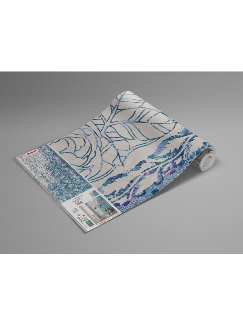 Papier peint panoramique - art nouveau bleu - taille: 250 x 280 cm Multicolore - Kiabi