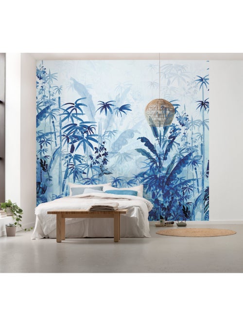 Papier peint panoramique - Blue Jungle - Taille: 300 x 280 cm - Kiabi