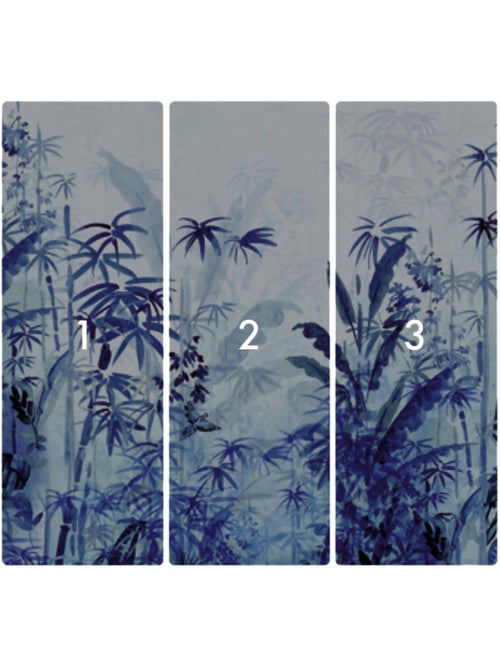 Papier peint panoramique - Blue Jungle - Taille: 300 x 280 cm - Kiabi