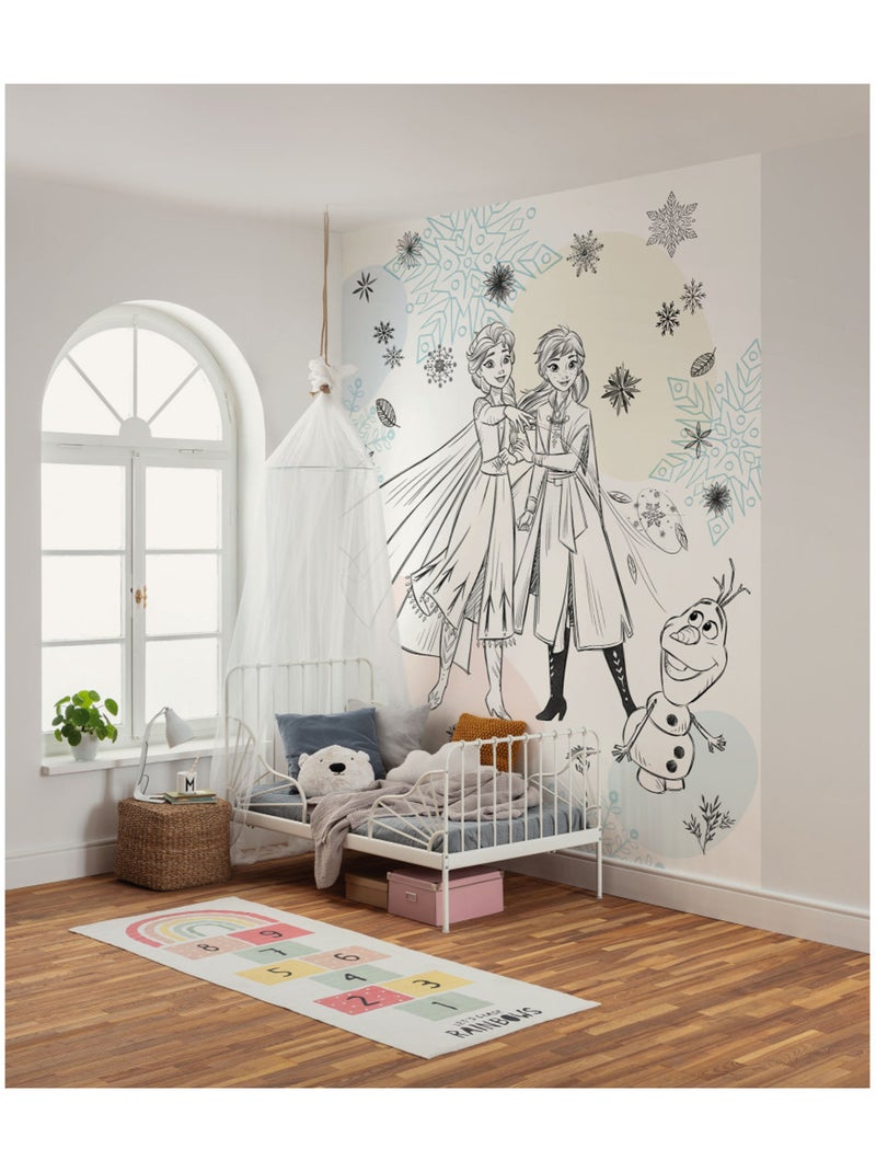 Papier peint panoramique - disney frozen sketch sisters - taille: 200 x 250 cm Multicolore - Kiabi