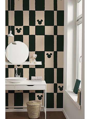 Papier peint panoramique - disney mickey mouse green chess - taille: 200 x 250 cm