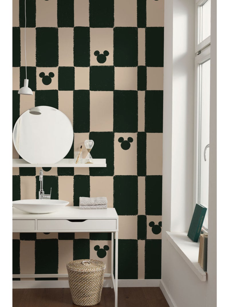 Papier peint panoramique - disney mickey mouse green chess - taille: 200 x 250 cm Multicolore - Kiabi