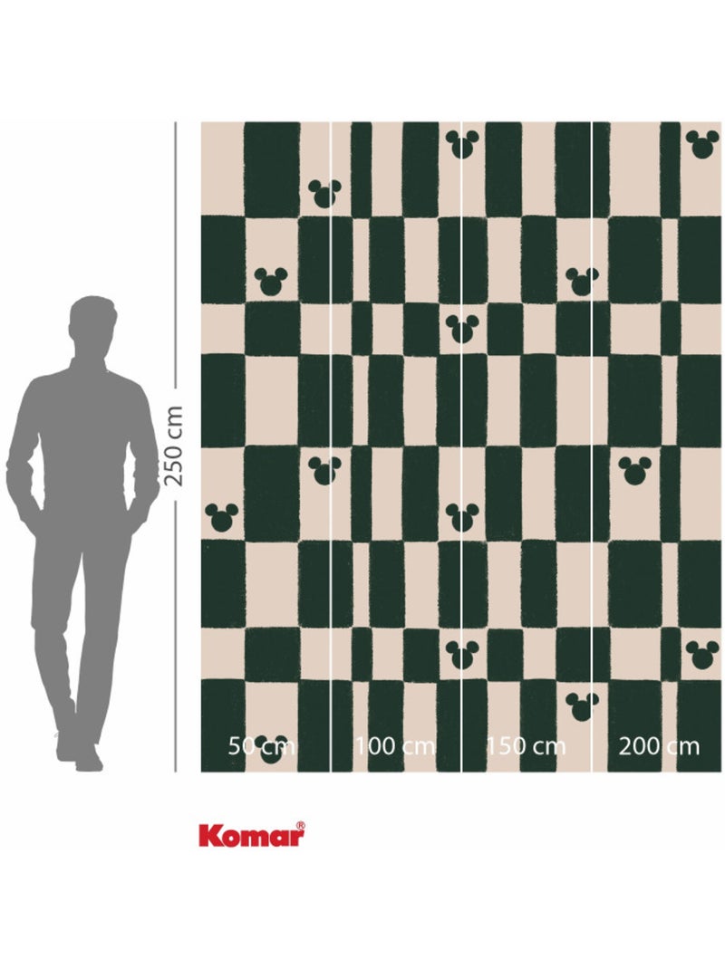 Papier peint panoramique - disney mickey mouse green chess - taille: 200 x 250 cm Multicolore - Kiabi