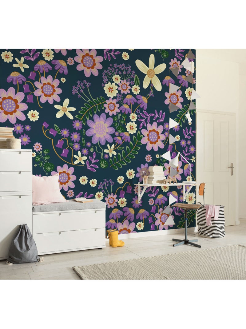 Papier peint panoramique - disney minnie mouse gardening club blue - taille: 250 x 250 cm Multicolore - Kiabi