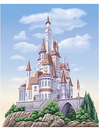 Papier peint panoramique - disney princess belle castle - taille: 200 x 250 cm