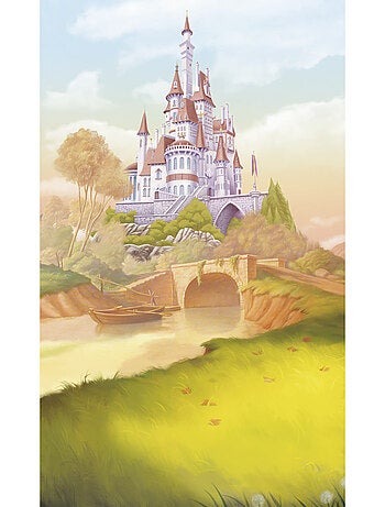 Papier peint panoramique - disney princess belle castle river - taille: 150 x 250 cm