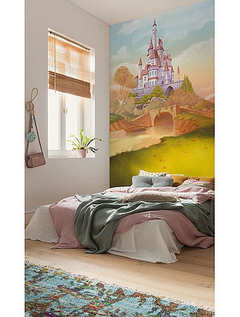Papier peint panoramique - disney princess belle castle river - taille: 150 x 250 cm