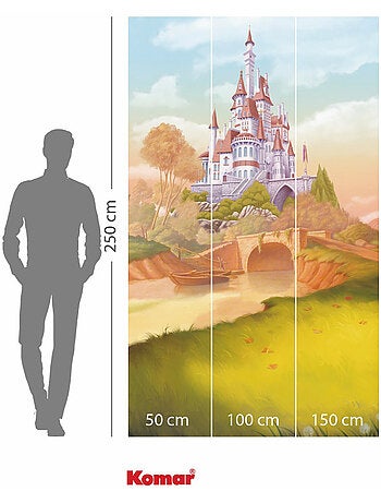 Papier peint panoramique - disney princess belle castle river - taille: 150 x 250 cm