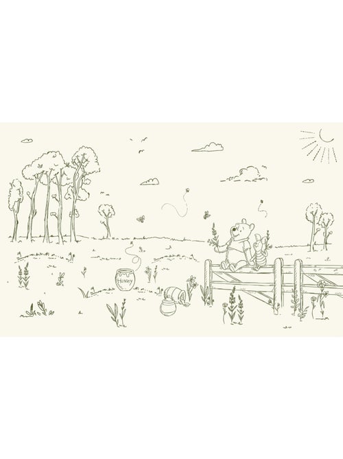 Papier peint panoramique - Disney Winnie l'ourson Bee at One with Nature - Taille: 400 x 250 cm - Kiabi