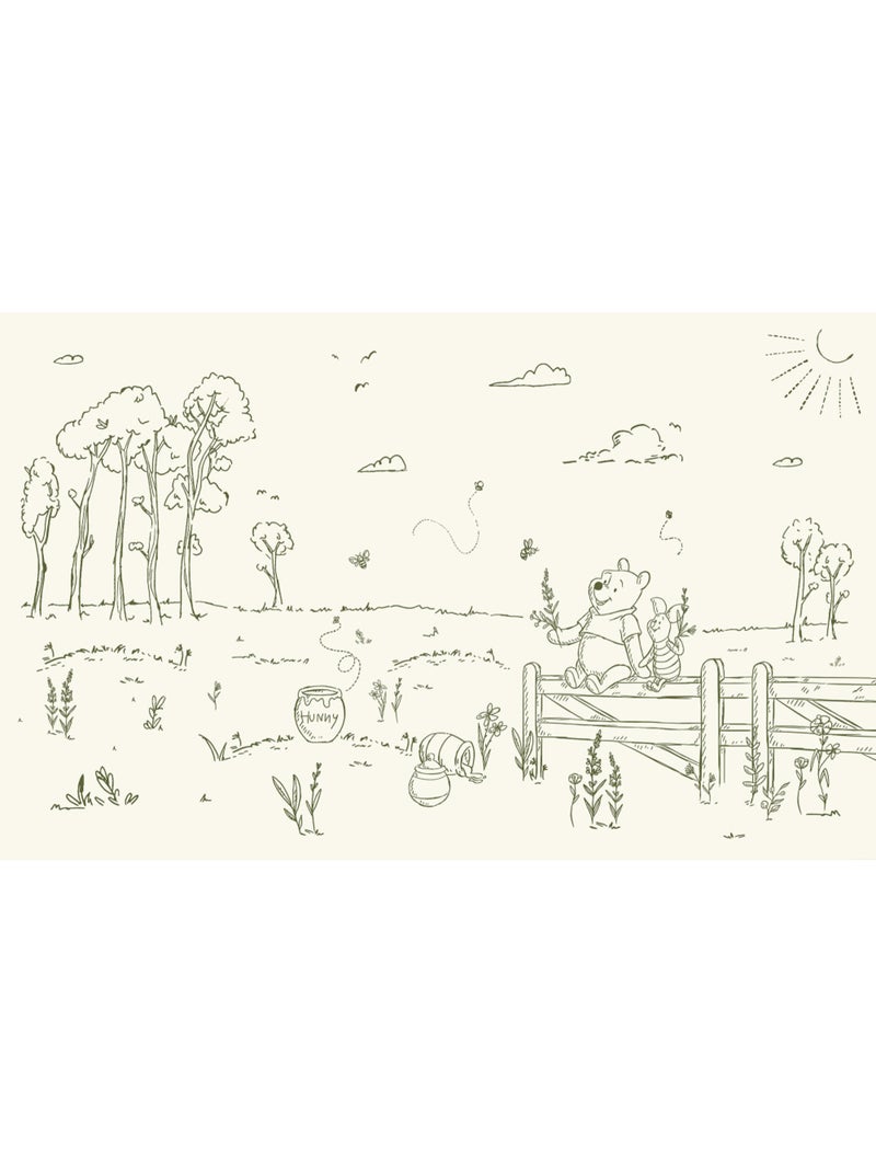 Papier peint panoramique - Disney Winnie l'ourson Bee at One with Nature - Taille: 400 x 250 cm Multicolore - Kiabi