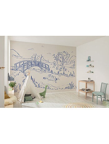 Papier peint panoramique - Disney Winnie l'ourson Blue Ink - Taille: 350 x 250 cm