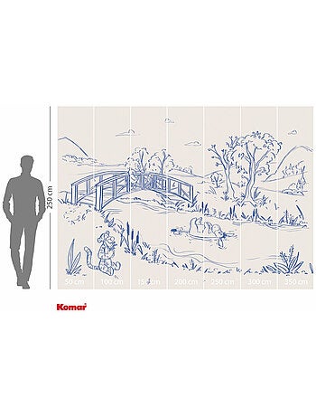 Papier peint panoramique - Disney Winnie l'ourson Blue Ink - Taille: 350 x 250 cm