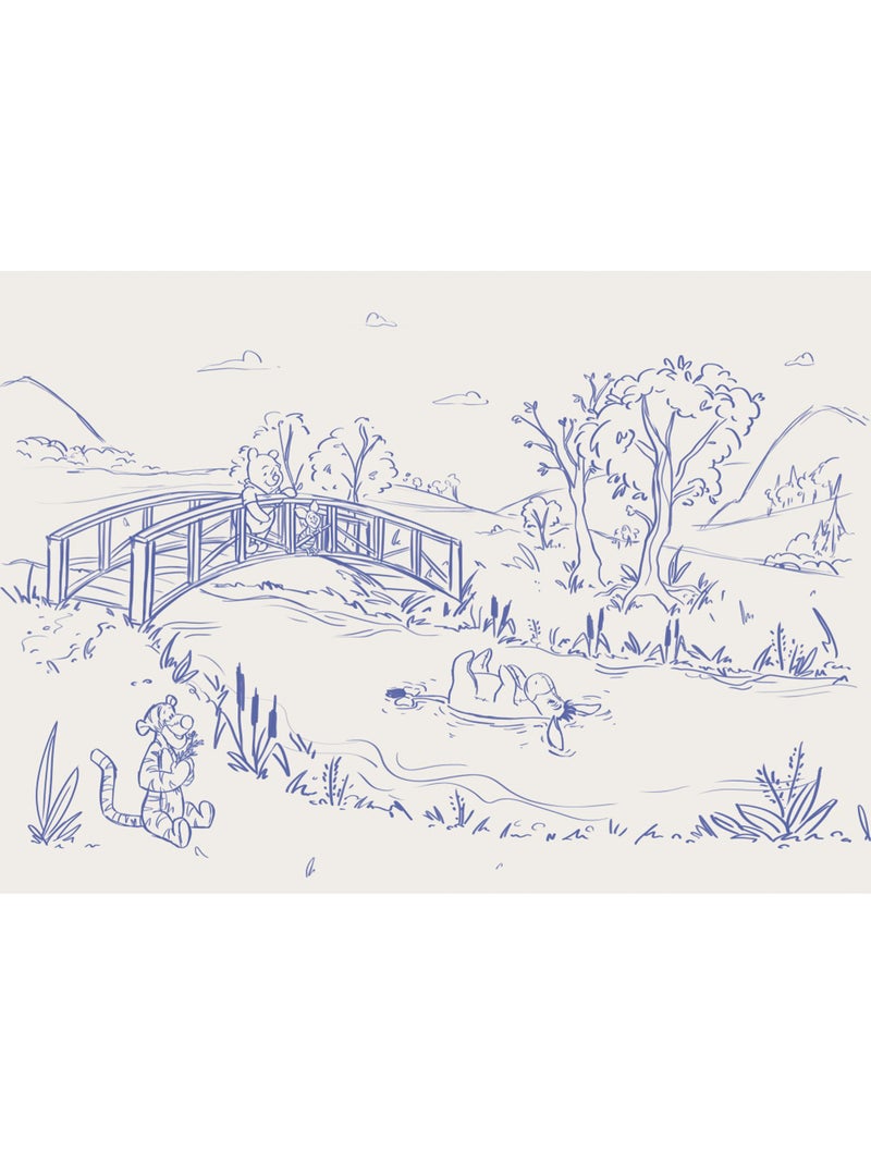 Papier peint panoramique - Disney Winnie l'ourson Blue Ink - Taille: 350 x 250 cm Multicolore - Kiabi